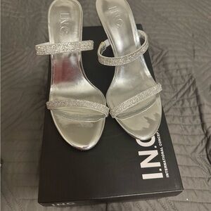 INC International Concepts Women's Glittering Silver Heels Size 6.5